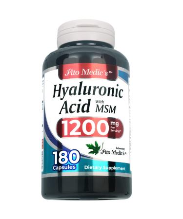 FITO MEDIC'S Lab - Hyaluronic Acid Capsules - with MSM- 1200 mg per Serving 180 Capsules Supports Skin Hydration Joints Lubrication and Antioxidant Ultra high Absorption.