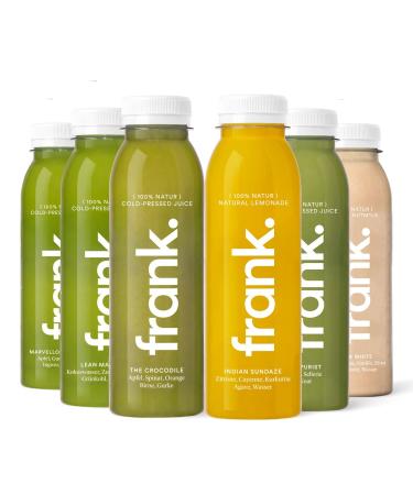 FRANK.5 day juice cure per-30 cold-pressed vegan juices A 330ml 5 organic gingershots 1 herbal tea ideal fasting from fresh fruit & vegetables premium quality (including 7.50 disposable deposit) per 330 ml (30 pack)