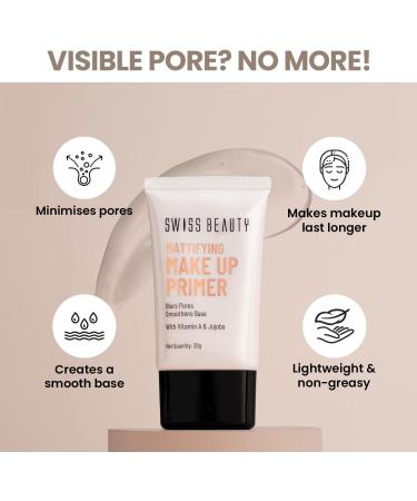 Mattifying Makeup Primer | Oil-Free Shine | Minimises Pores | Long-Lasting Base | All skin Types 30gm - Buy Online on GoSupps.com