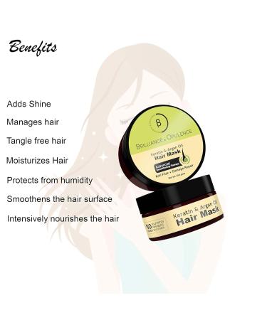 Keratin & Argan Oil Hair Mask - Repair Damage & Control Frizz | Sulfate-Free Paraben-Free Silicone-Free - 200 gm - Buy Online on GoSupps.com
