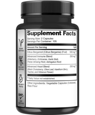 Citrus Bergamot with Olive Leaf Hawthorn Berry & More - Combined Formula for Circulatory Health Protective Function Skin Health - 210 Capsules - 105 Day 210 Count (Pack of 1) - Buy Online on GoSupps.com