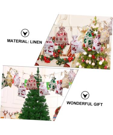 OSOLADY 1 Set Christmas Bag Advent Bags Candy Pockets with Clips Christmas Advent Calendar Bags Linen - Buy Online on GoSupps.com