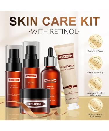 5 Piece Retinol Anti Aging Skin Care Set for Women Gifts for Women Skin Care Routine Kit Face Cleanser and Face Cream Face Serum  - Buy Online on GoSupps.com