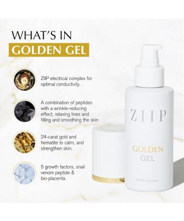 ZIIP 24-Carat Golden Conductive Gel with Peptides - Rejuvenating Face & Neck Treatment for ZIIP Facial Device | International Shipping Available - Buy Online on GoSupps.com