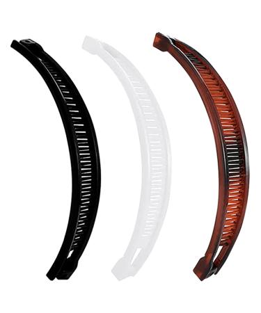 HUIMALL 3 pc Banana Hair Clips Clincher Comb Vintage Banana Clip Black French Banana Clips Double Comb Hair Clip Banana Grips Combs Banana Ponytail Holder Fish Hair Accessories Girls Long Hair