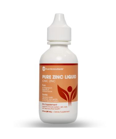 Pure Liquid Zinc Drops Immune Support For Kids Women & Men - Zinc Supplements for Immune Health Energy & Skin Care / Acne - Ionic Zinc 2 Oz (60 ml)- Vegan Non-GMO Gluten Free -Pure Micronutrients