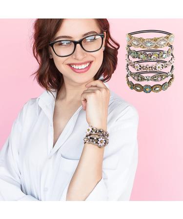 Beaded Rhinestone Headband Set - 5 Pcs Fashionable Crystal Hair Accessories for Women and Girls - Buy Online on GoSupps.com