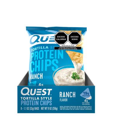 Quest Nutrition Tortilla Style Protein Chips, Ranch, Low Carb, Gluten Free, Baked, 1.1 Ounce (Pack of 8) Ranch 1.1 Ounce (Pack of 8)