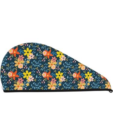 Blue Floral Microfiber Hair Towel - Super Absorbent Coral Velvet Wrap for Long Curly & Thick Hair - Buy Online on GoSupps.com