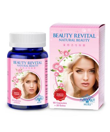 Miri Beauty Revital - Breast Enhancement/Breast Augmentation Support Hormones Premium Pueraria Mirifica Extract & Collagen Type II (80 caps) Natural Health Supplement for Women