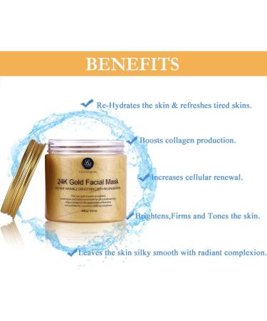 24K Gold Facial Mask 8.8 oz Gold Face Mask for Anti Aging Anti Wrinkle Facial Treatment Pore Minimizer Acne Scar Treatment & Blackhead Remover 250g - Buy Online on GoSupps.com