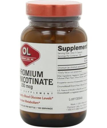 Chromium Polynicotinate 200 mcg - 100 Vegetarian Capsules by Olympian Labs - Buy Online on GoSupps.com
