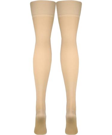 Truform 20-30 mmHg Thigh High Compression Stockings for Men & Women - Open Toe Beige X-Large - Best Support & Comfort - Buy Online on GoSupps.com