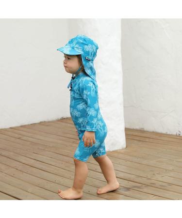 weVSwe Baby Toddler Boy Swimsuit UPF 50+ Sun Protection Rash Guard with Crotch Zipper | Green Leaves | 12-18 Months - Buy Online on GoSupps.com