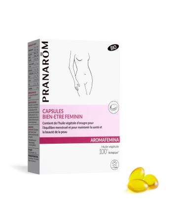 Pranar m Feminine Wellness Evening Primrose Vegetable Oil for Menstrual Balance and Maintains Skin Health and Beauty Aromafemina 30 Capsules