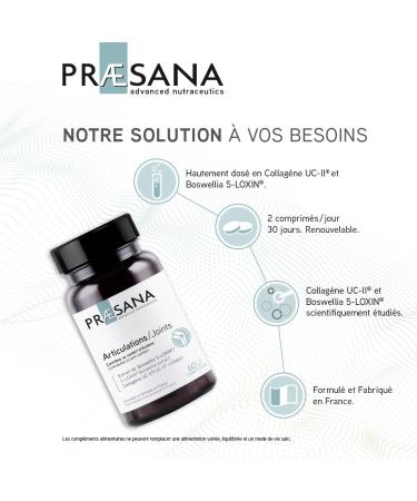 PRAESANA - Joints - Joint Comfort - Food Supplement - 2 Tablets/day - 30 days program - Made in France - Buy Online on GoSupps.com