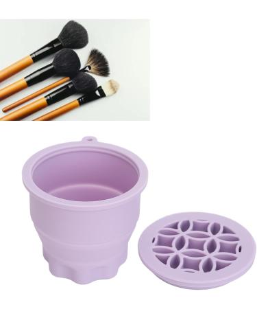 Makeup Brush Cleaning Mat Makeup Brush Cleaner Cup Makeup Brush Cleaner Cosmetic Brush Cleaning Pad Drying Rack Silicone Scrubber Bowl Portable Washing Tool (Purple) - Buy Online on GoSupps.com