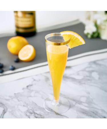 JOLLY CHEF 36 Plastic Champagne Flutes 4.5 Oz Gold Rim - Wedding Party Disposable Toasting Glasses - Perfect for Special Occasions - Thanksgiving, Christmas - 4.5-Gold Rim-36 - Buy Online on GoSupps.com