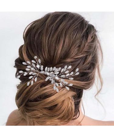 Fairvir Bridal Wedding Hair Comb Silver Sparkly Rhinestones Side Comb Bride Hair Accessories for Women and Girls (Silver) - Buy Online on GoSupps.com