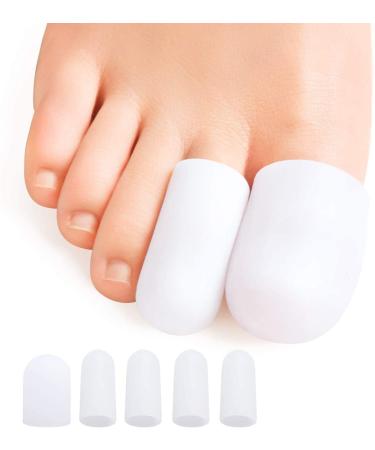 Pedimend Soft Silicone Gel Toe & Finger Caps (5PAIR) - For Both Feet & Hand - Reduce Discomfort of Corns Blisters & Ingrown Nails - Gel Protectors Prevent Friction - Foot Care