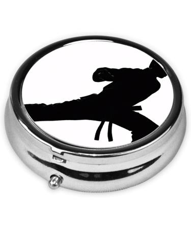 Karate Men Round Pill Box | 3 Compartment Mini Travel Organizer | Portable Medicine & Vitamin Holder - Buy Online on GoSupps.com