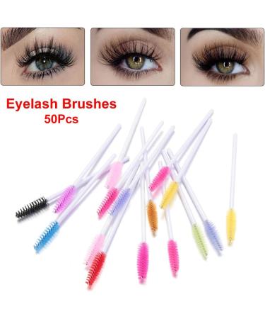 50Pcs New Crystal Rhinestone Handle Makeup Disposable Eyebrow Applicator Eyelash Brush Mascara Spiral Wands Lash Curling Comb(pink) - Buy Online on GoSupps.com
