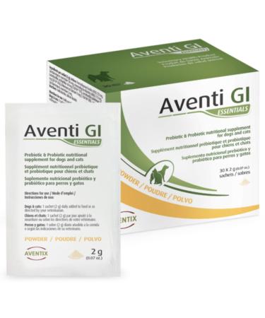 Aventix Aventi GI Essentials Prebiotic & Probiotic Supplement Powder for Dogs & Cats Fast Acting Diarrhea Relief Digestive Support Promote Healthy Stool & Healthy Immune System 2g x 30 Sachets