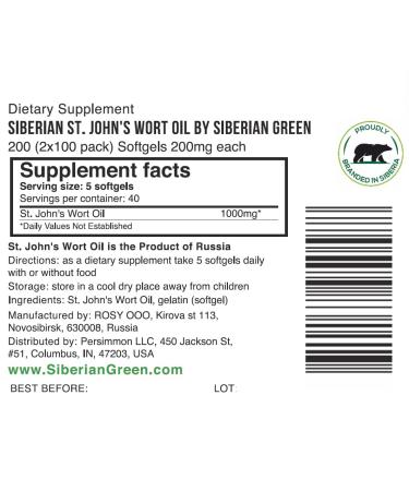 Best Value Organic Siberian St John Wort Oil 200 Capsules Extra Virgin Cold Pressed (2 Pack) - Buy Online on GoSupps.com