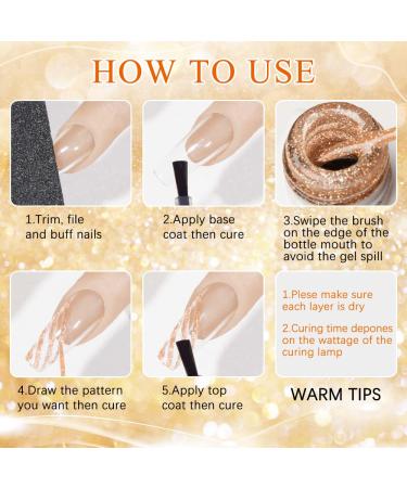 Supwee Champagne Reflective Gel Liner - Holographic Nail Art Glitter Gel for Fine Line Painting - 10ml - Buy Online on GoSupps.com