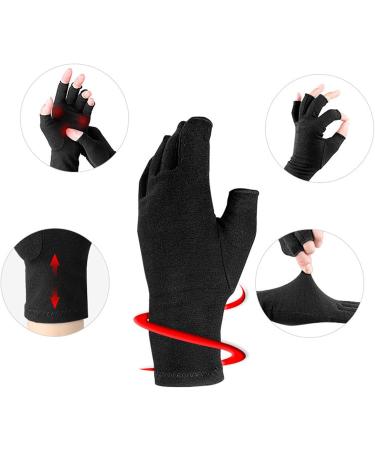 Compression Arthritis Gloves for Men & Women - Fingerless Support for Rheumatoid & Osteoarthritis | Ideal for Typing & Daily Use - Black (Large - Buy Online on GoSupps.com