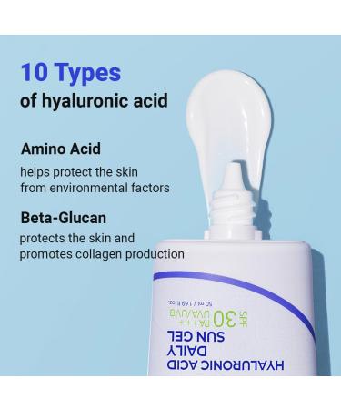 ISNTREE Hyaluronic Acid Daily Sun Gel - Lightweight SPF 30 PA+++ Moisturizing Sunscreen | No White Cast | Korean Skincare 50ml - Buy Online on GoSupps.com