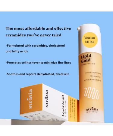 Stratia Lipid Gold | Skin-Strengthening Moisturizer with Ceramides & Niacinamide | Hydrate & Soothe All Skin Types | 3.4 Fl Oz | International Shipping - Buy Online on GoSupps.com