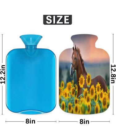 Cozy Horse-Sunflower Heat Bottle | 2L Hot Water Bottle with Fluffy Cover for Pain Relief & Comfort - Buy Online on GoSupps.com