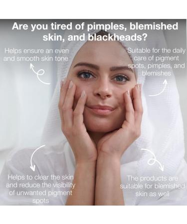 Reduce pigment problems on the face with a 4-piece set consisting of facial cleansing 200ml niacinamide serum 30ml peeling serum 30ml and face cream 100ml especially for pigment spots on the face - Buy Online on GoSupps.com