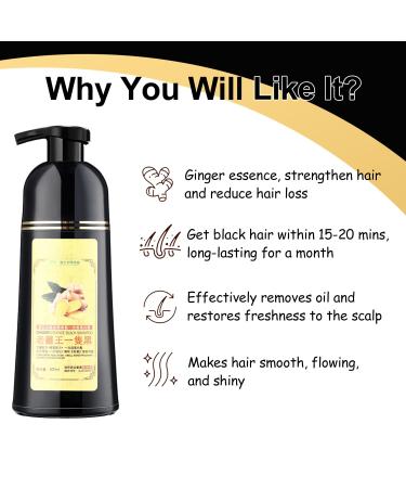 Ginger Essence Semi-Permanent Hair Dye Shampoo - 3-in-1 Black Color for 100% Gray Coverage 16.9 Fl Oz - Unisex Hair Care Solution - Buy Online on GoSupps.com