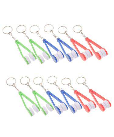 NOLITOY 12pcs Glasses Cleaning Wipe Cleaner Key Fob Cleaning Brush Eye Glasses Portable Eyeglasses Wiper Eyeglasses Brush Multi-Function Clean Tool Lens Wiping Tools Plastic Wipers Mini