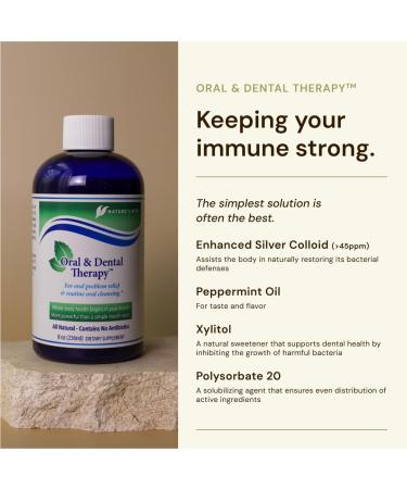 Nature's Rite Oral and Dental Therapy - Mouthwash for Fresh Breath and Healthy Gums - All Natural Oral Care Solution - Polysorbate 20 Silver Colloid Peppermint Oil - 236 ml - Buy Online on GoSupps.com