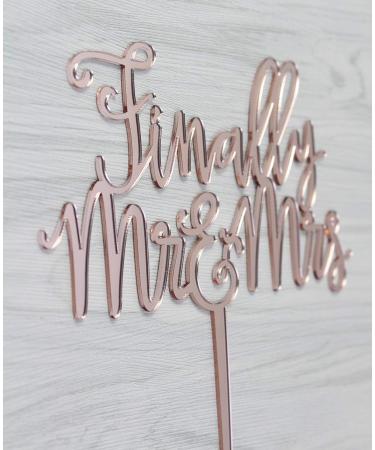 zxyxka Rose Gold Finally Mr & Mrs Cake Topper Wedding Anniversary Engagement Bridal Shower Cake Decoration - Buy Online on GoSupps.com