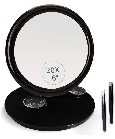 MIYADIVA 20X Travel Magnifying Makeup Mirror | 6 Inch Vanity Mirror with Suction Cups | Portable for Home/Hotel | Black | Ideal Gift for Women - Buy Online on GoSupps.com