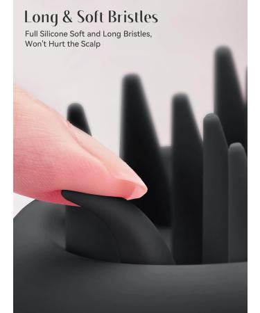 Heeta Scalp Massage Brush - Silicone Hair Brush for Wet & Dry Hair Soft Bristles Integrated Design - Dark Black - Buy Online on GoSupps.com