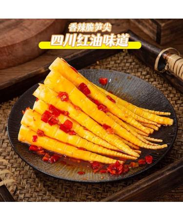 Spicy red oil bamboo shoots tip 65g instant bamboo shoots spicy leisure snacks Chinese specialty crispy bamboo shoots Hand-peeling bamboo shoots Vegetable pickles lunch dinner (1bag) - Buy Online on GoSupps.com