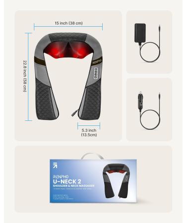 Renpho Shiatsu Massage Device - 3D Neck & Shoulder Massager with Warmth | Deep Tissue Relief for Back Legs & Feet - Black & Gray - Buy Online on GoSupps.com