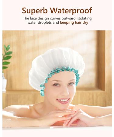 Mikimini White Shower Hood for Women & Girls - 2-Pack Double Waterproof Reusable & Washable Soft & Convenient - Buy Online on GoSupps.com