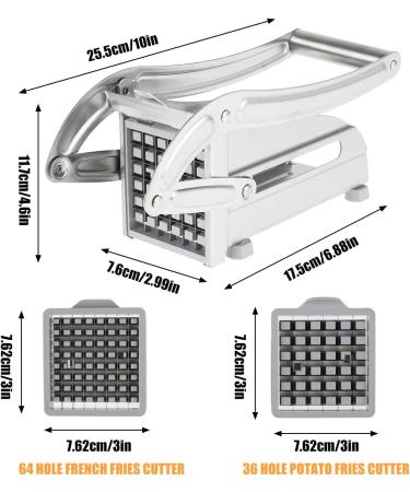 French Fry Cutter Multifunction Vegetable Fruit Chopper with 2 Stainless Steel Blades for French Fries Chips Maker Potato Slicer for Tomato Potato Cooking Gadget Tool CA(Silver) - Buy Online on GoSupps.com