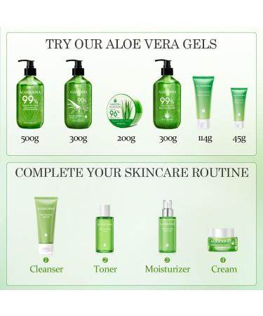 Aloderma Aloe Vera Gels Set 2 Pieces - 300g Aloe Vera Gel + Tea Tree Oil 114g Aloe Vera Gel - Hydrating Soothing Moisturizing - Buy Online on GoSupps.com