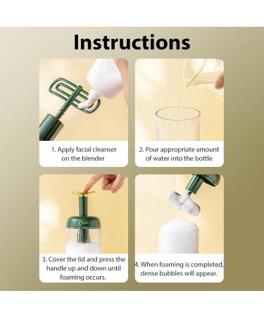 Cleanser Foamer - Type Rotating Facial Cleanser Foaming Bottle Automatic Rebound Detachable Facial Cleansing Tools for Travel Household Fine Foam Deep Cleansing Green - Buy Online on GoSupps.com