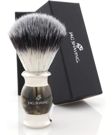 JAG Shaving Razor Set - 4-Part Shaving Kit with Synthetic Silver Brush Double Edge Razor & Rack - Lee Range in Green Hornimitation Color - International Shipping Available - Buy Online on GoSupps.com