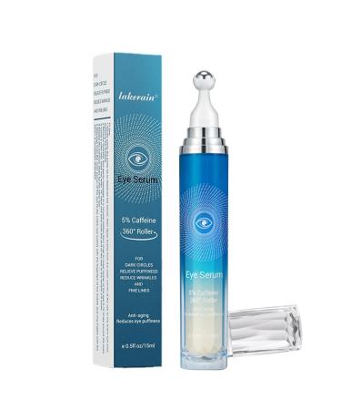 Under Eye Cream with 5% Caffeine Dark Circles Under Eye Treatment with Retinol 5% Caffeine Anti-Aging Eye Serum with 360 Massage Roller for Eye Bags Wrinkles and Puffiness