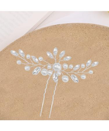 Rhinestone Pearl U Shape Hair Fork for Updo, Bun, Chignon - Wedding Hair Pin Styling Tool for Bridal Accessories - Buy Online on GoSupps.com
