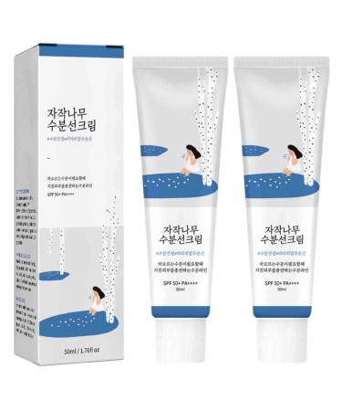 2 PACK Birch Juice Moisturising Sunscreen - 1.69 Oz/Pack Organic Moist Essence Sunscreen SPF50 PA++++ Korean Skin Care Suit for All Skin Types & Sensitive Skin
